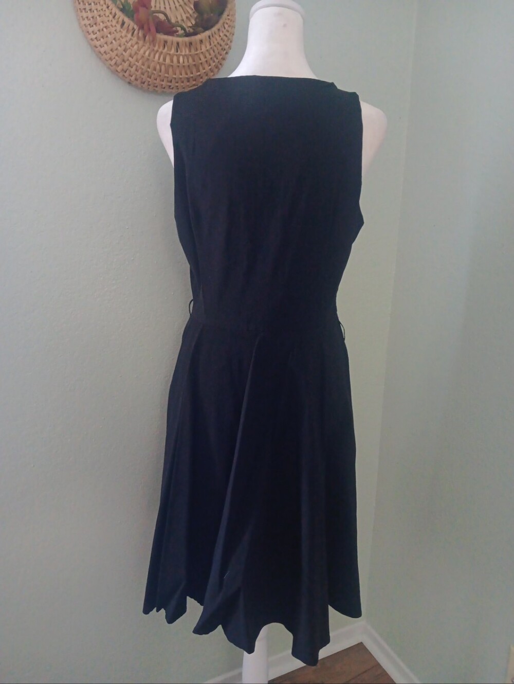 Voodoo Vixen Black Sleeveless Midi Dress with White Trim - Picture 3 of 7